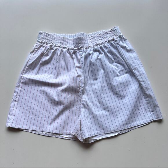 Boohoo Striped Long Sleeve Top and Shorts Pajamas Set in Blue Pink and White - Picture 5 of 6